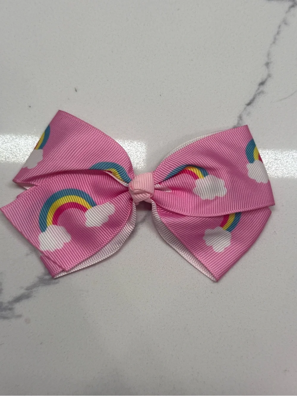 Kids Ribbon Hair Bows - Purple, Rainbow, Pink